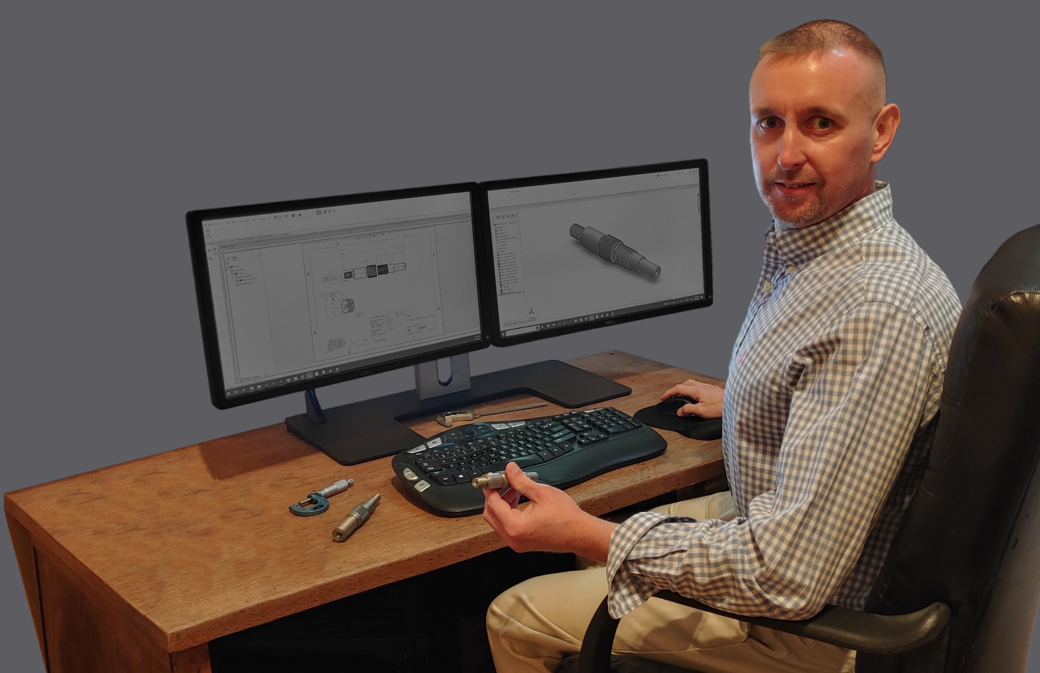 Chad Nestell at a CAD workstation